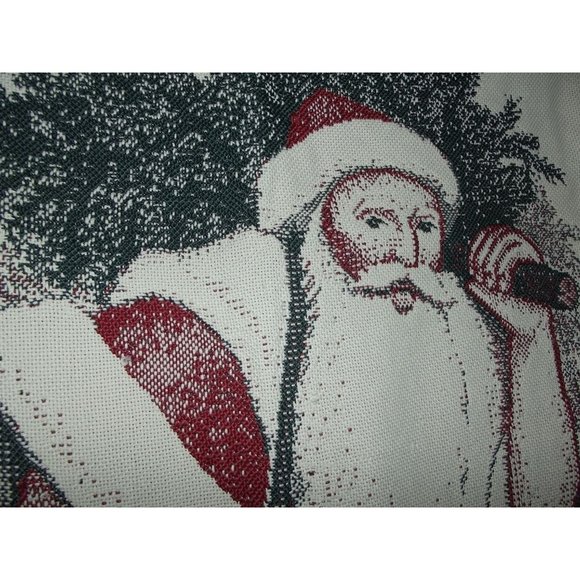 Saint Nicholas Throw Blanket 48"x60" Christmas afghan fringe wall hanging beige - Picture 2 of 4